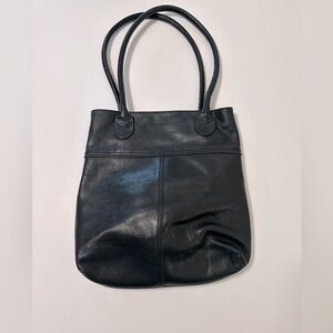 J.JILL leather black woman leather sophisticated coastal grandma classic handbag